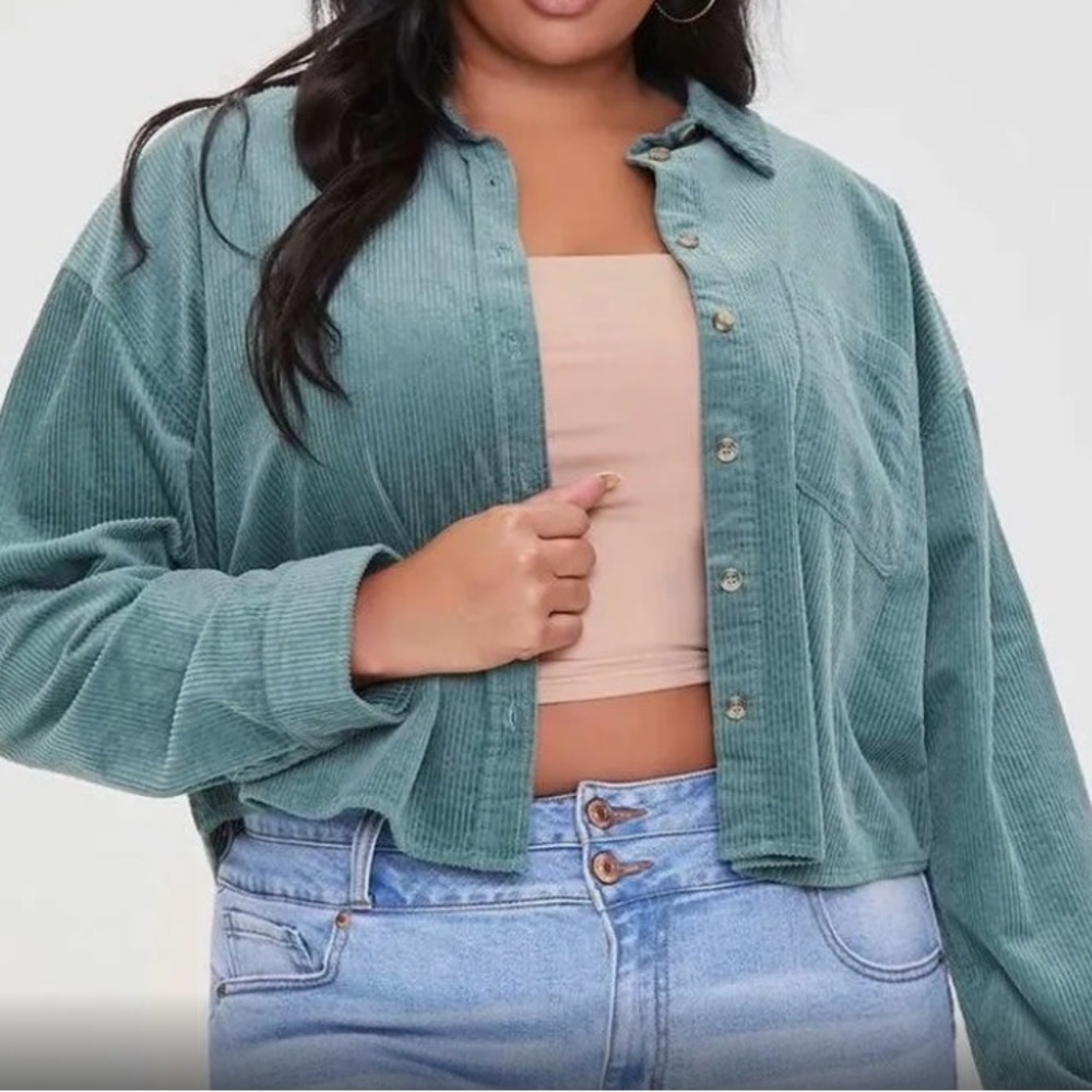 NEW WITH TAGS Forever 21 Plus Size Corduroy High-Low Shirt